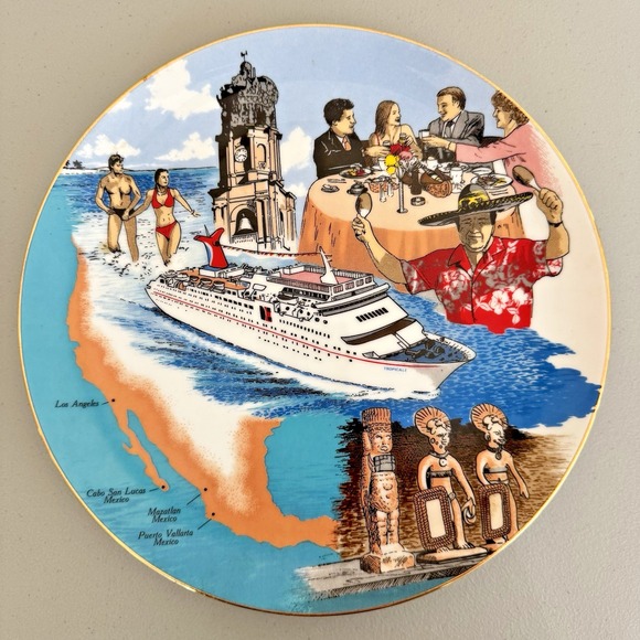 Vintage 1986 Carnival Tropicale Farm Bureau Insurance Co Round Table 9" Plate‎ - Picture 1 of 4